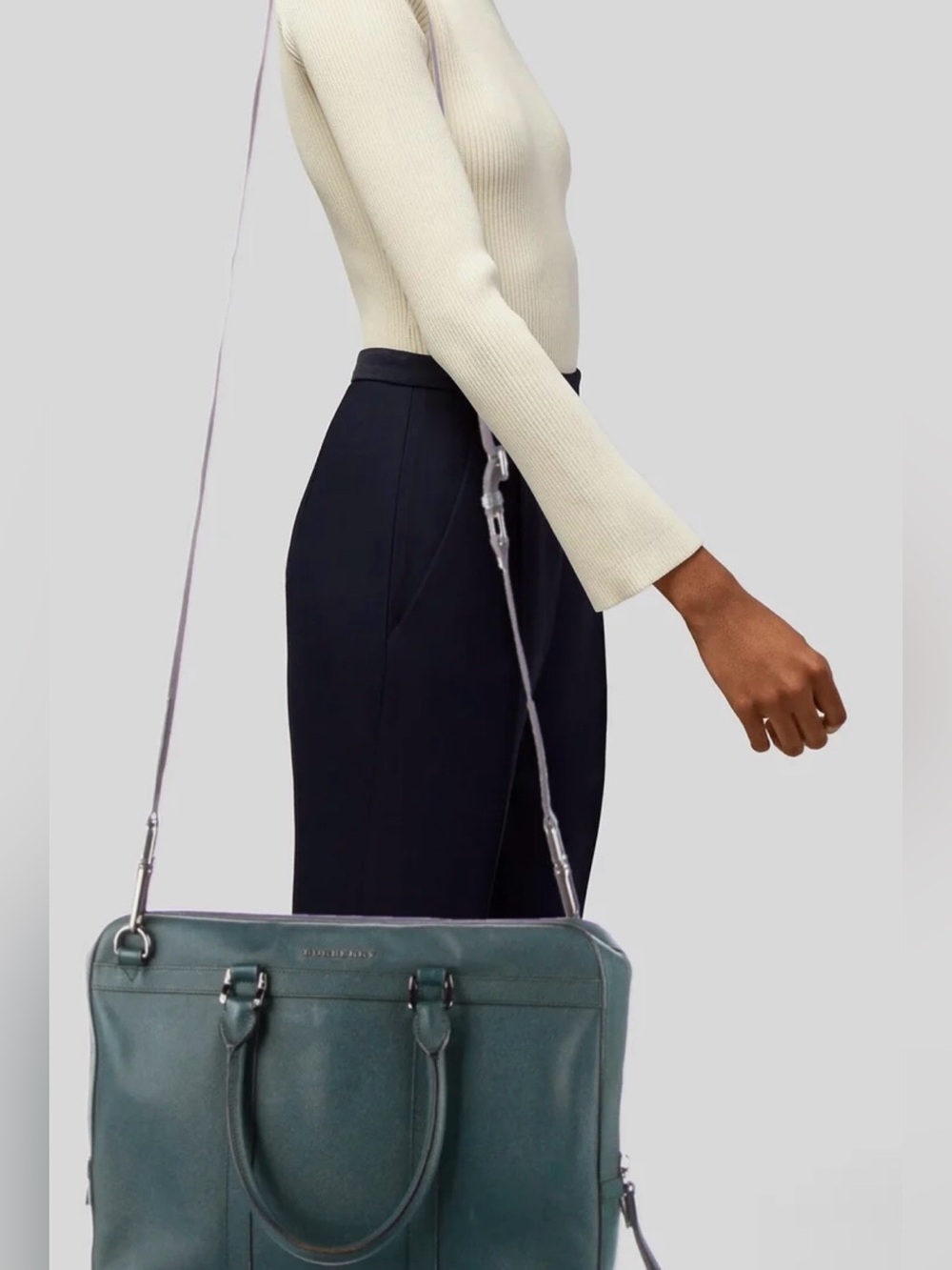Burberry Newburg Green Leather Briefcase/Slim Professional Bag - Picture 6 of 6
